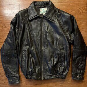 Vintage HABAND Dark Brown Leather Patchwork Jacket Mens Medium Classic Bomber